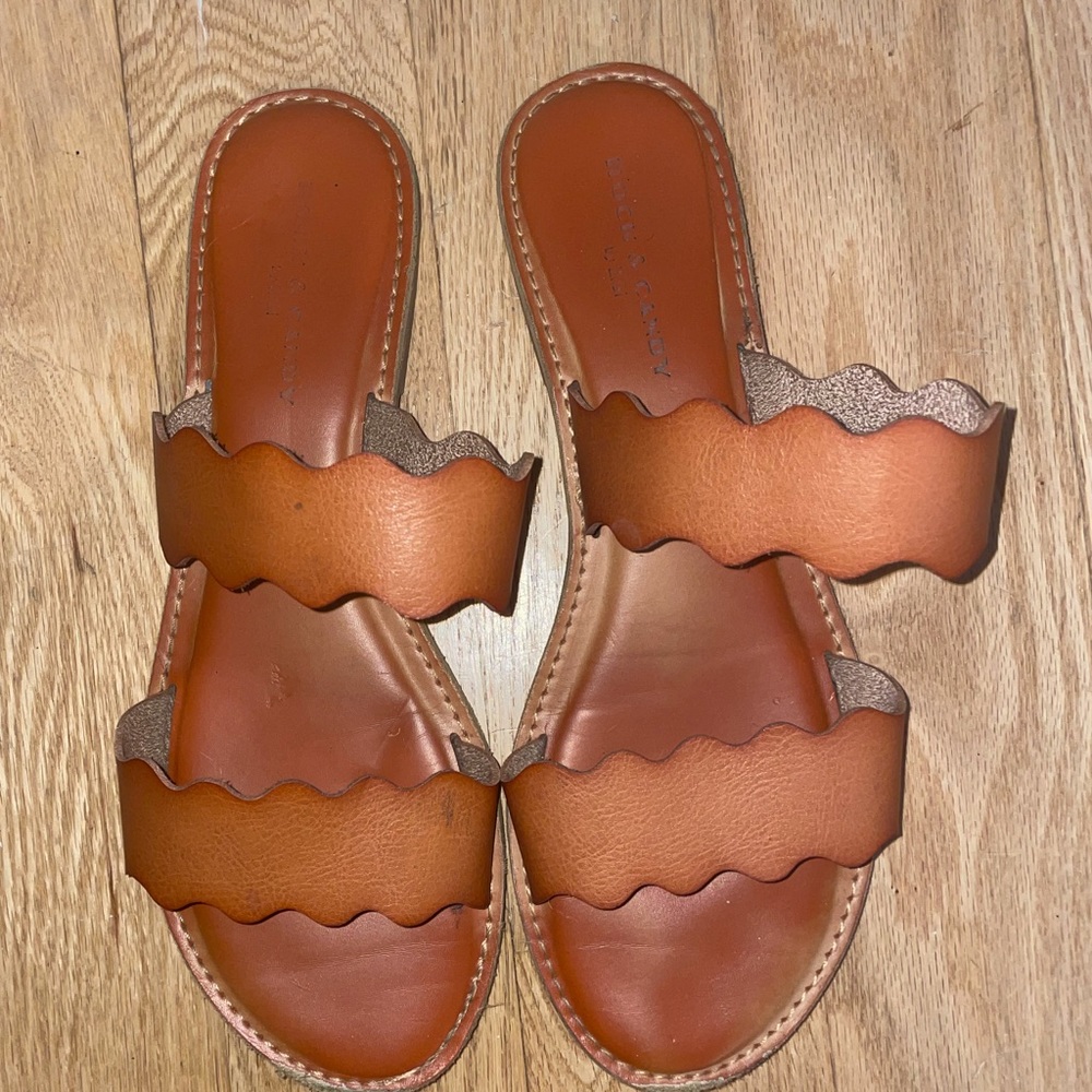 Scalloped Chestnut Sandals